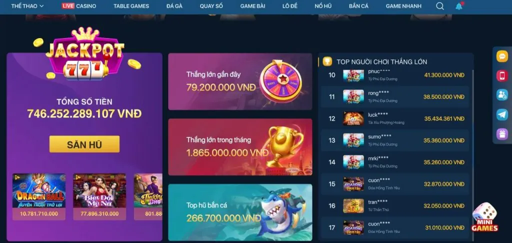 Bàn chơi Baccarat trực tuyến tại vin7774